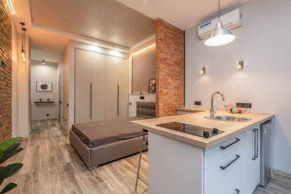 small apartment renovation with modern design and space optimization in Abu Dhabi